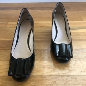 Nine West Patent Black Wedges